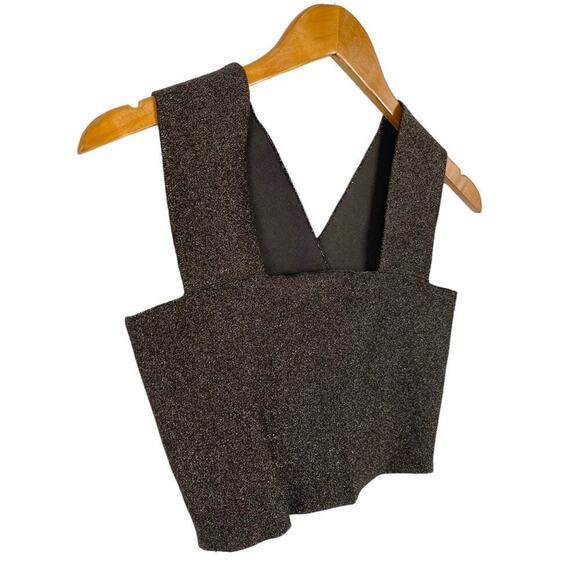 New A.L.C. Ali bronze metallic Knit Crop Top Size Medium Celebrity Style - Picture 4 of 16